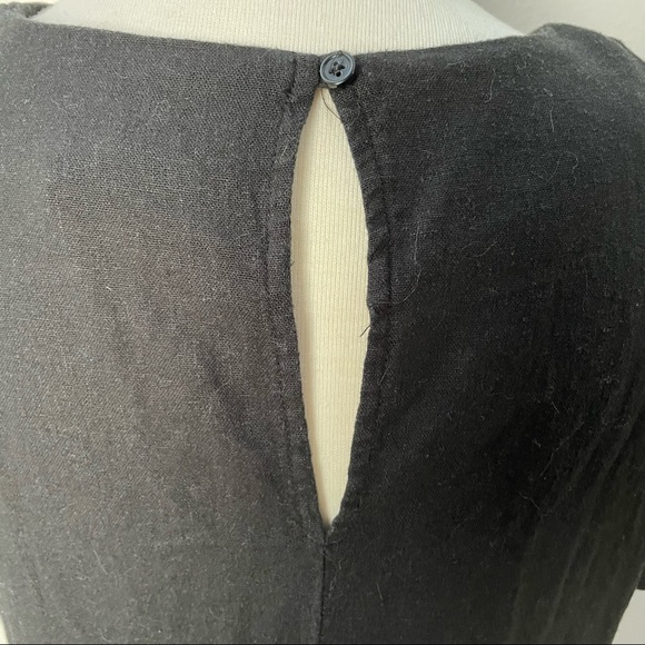 Black Embroidered Linen Sheath Dress - Boho Style - Picture 13 of 16